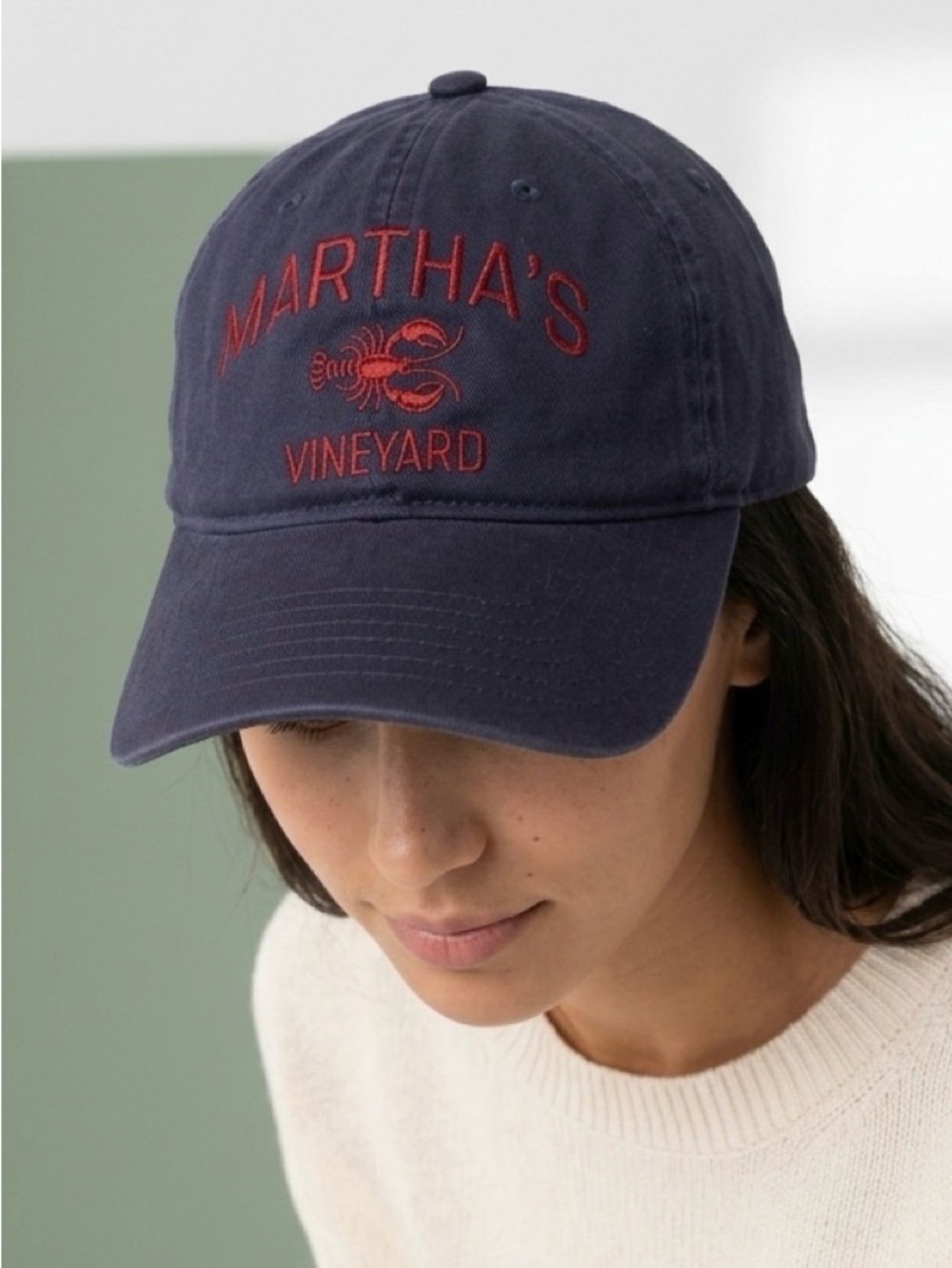 NET | Martha’s Vineyard Navy Lobster Embroidered Adjustable Baseball Cap